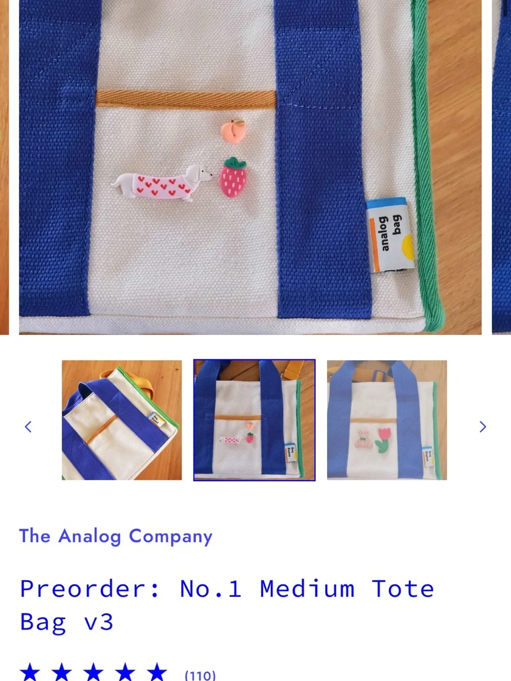 Analog medium Tote Bag *NWOT
No. 1 medium tote bag - Picture 7 of 9